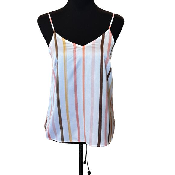 New ~ HALOGEN ~  Striped V neck Spaghetti Strap Top Size XS FALL layering - Picture 1 of 5